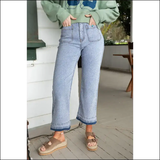 Beau Blue Acid Trip Jeans: Comfy Cropped & Kinda Rad from Needful Things 💙👖😂 - 6 - Jeans on Sale Worldwide Shipping