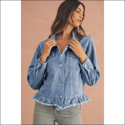 Beau Blue Denim Jacket: Ruffle your Feathers! 💙 Needful Things - s - Jackets Outerwear on Sale Worldwide Shipping