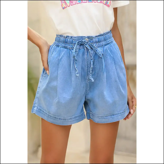 Beau Blue Denim Shorts: Comfy & Dangerously Cute! 😈 Needful Things Approved - 6 - Shorts on Sale Worldwide Shipping