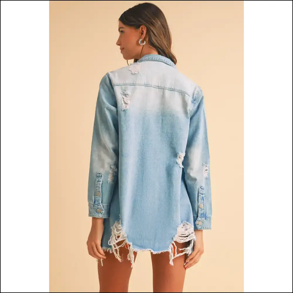 Beau Blue Distressed Denim Jacket: so Comfy It’s! 💙needful Things - Jackets Outerwear on Sale Worldwide Shipping