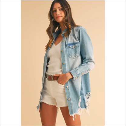Beau Blue Distressed Denim Jacket: so Comfy It’s! 💙needful Things - Jackets Outerwear on Sale Worldwide Shipping