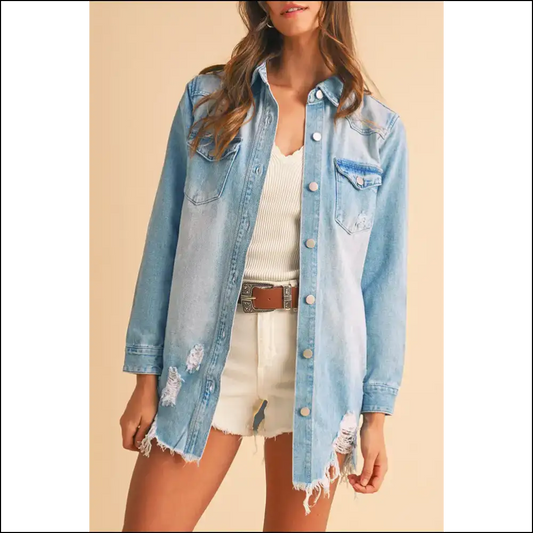 Beau Blue Distressed Denim Jacket: so Comfy It’s! 💙needful Things - s - Jackets Outerwear on Sale Worldwide Shipping