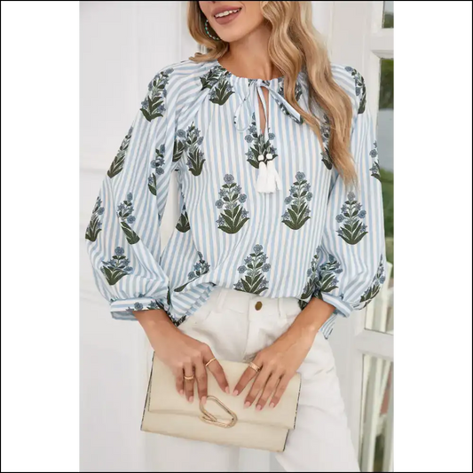 Beau Blue Floral: so Good it Hurts (your Ex) s - Blouses on Sale Worldwide Shipping