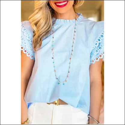 Beau Blue Layered Cap Sleeve Blouse Prepare for Stares - s - Blouses on Sale Worldwide Shipping