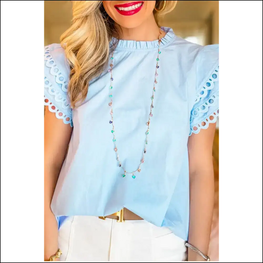 Beau Blue Layered Cap Sleeve Blouse Prepare for Stares - s - Blouses on Sale Worldwide Shipping