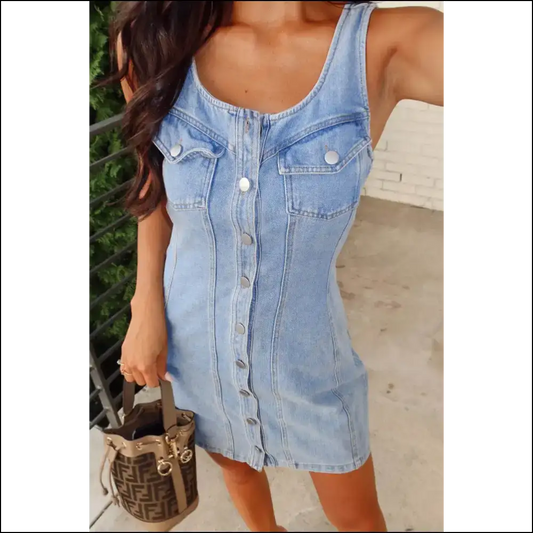 Beau Blue Light Wash Denim: Dangerously Short & Cute 😈 Needful Things - s - Dresses on Sale Worldwide Shipping