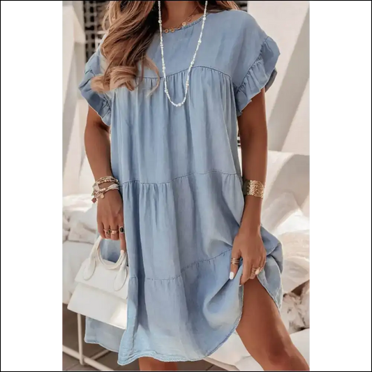 Beau Blue Ruffle Dress: your New Wingwoman 💙 Needful Things - s - Midi Dresses on Sale Worldwide Shipping