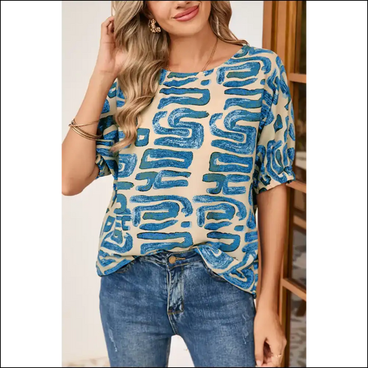 Beige Abstract Print Dolman: Comfortably Chic from Needful Things 😜 - s - Blouses on Sale Worldwide Shipping