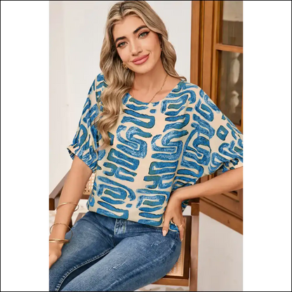 Beige Abstract Print Dolman: Comfortably Chic from Needful Things 😜 - Blouses on Sale Worldwide Shipping