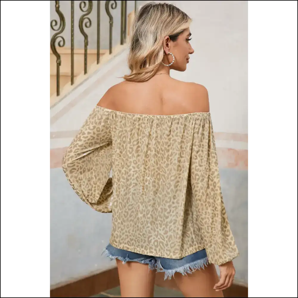 Beige Allover Leopard Print Blouse Hear me Roar - Blouses on Sale Worldwide Shipping