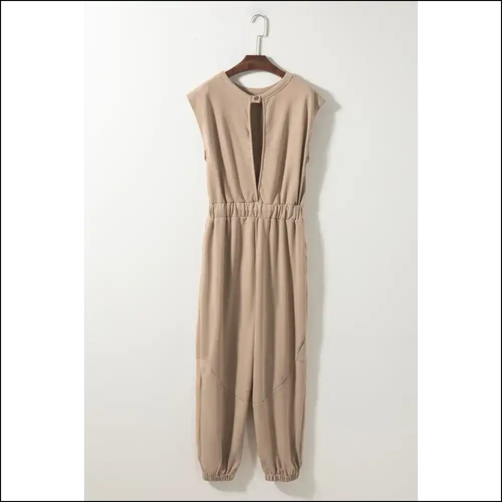 Beige Cap Sleeve Backless Jumpsuit: Pants Optional (Chic) at Needful Things 😉 - Jumpsuits & Rompers on Sale Worldwide Shipping