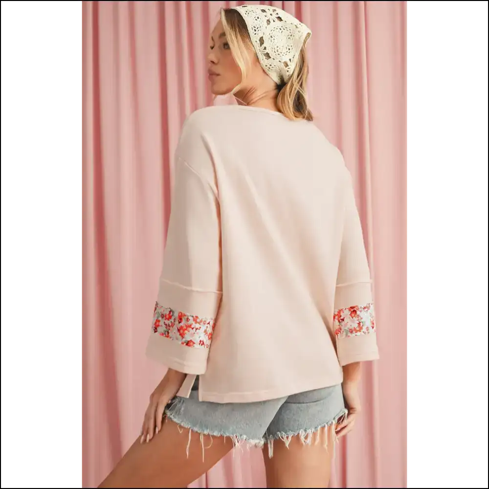 Beige Floral Patchwork: Finally a Top that Hides my Sins 🌼 Needful Things - Long Sleeve Tops Shirts & on Sale Worldwide Shipping