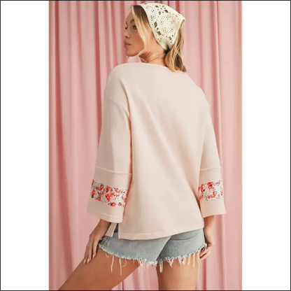 Beige Floral Patchwork: Finally a Top that Hides my Sins 🌼 Needful Things - Long Sleeve Tops Shirts & on Sale Worldwide Shipping