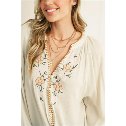 Beige Floral Puff Sleeve Blouse: Ditch the Drama Keep Sleeves 🌼 Needful Things - Blouses on Sale Worldwide Shipping