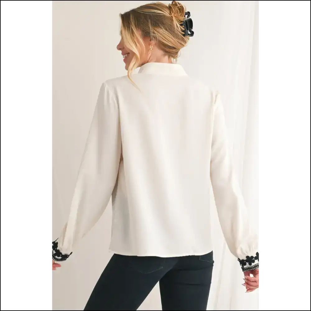 Beige Flower Stand Neck Shirt: so Cute it Hurts 🌼 (needful Things) - Blouses on Sale Worldwide Shipping