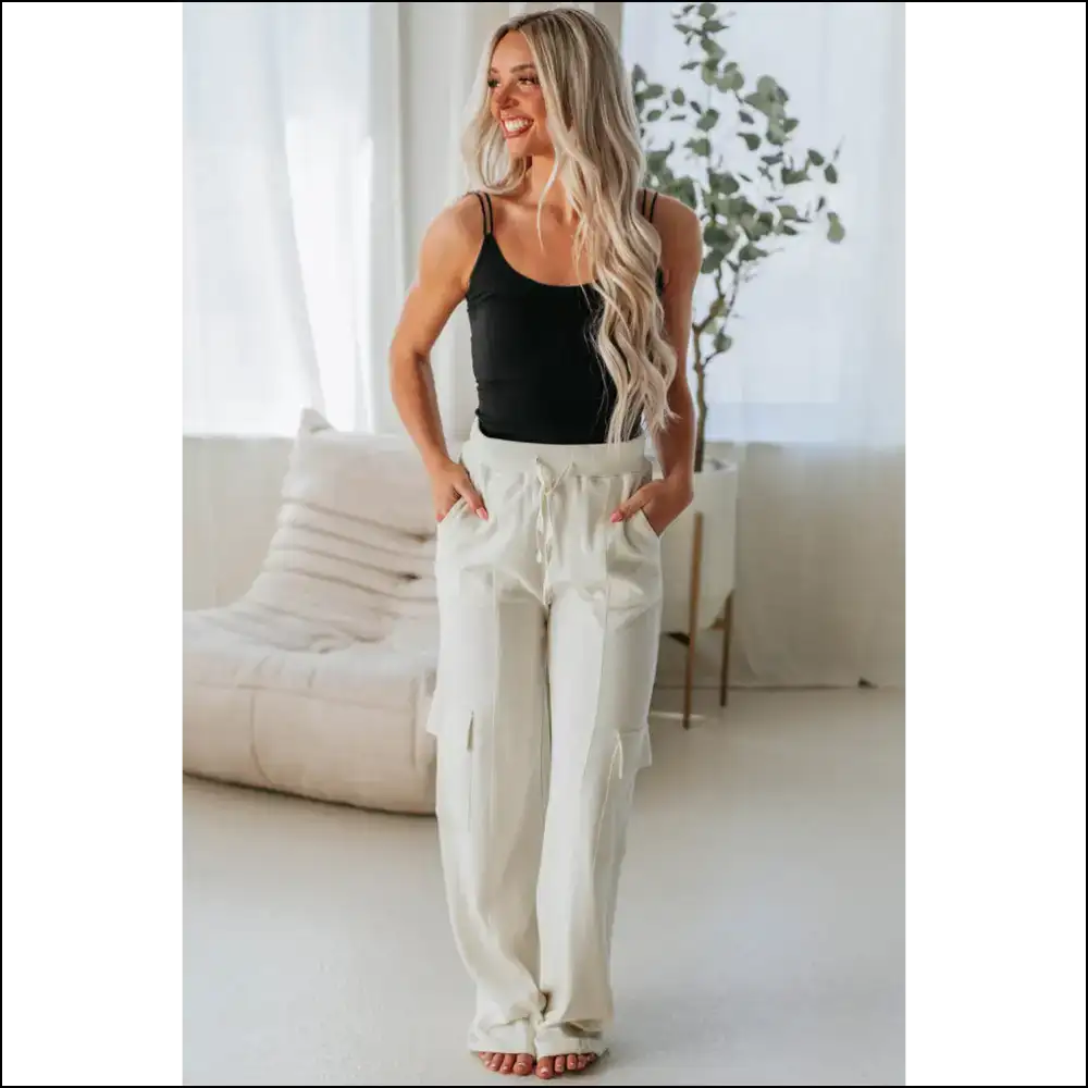 Beige High Waist Cargo: Pants Fit for your Royal Highness 👑 - on Sale Worldwide Shipping