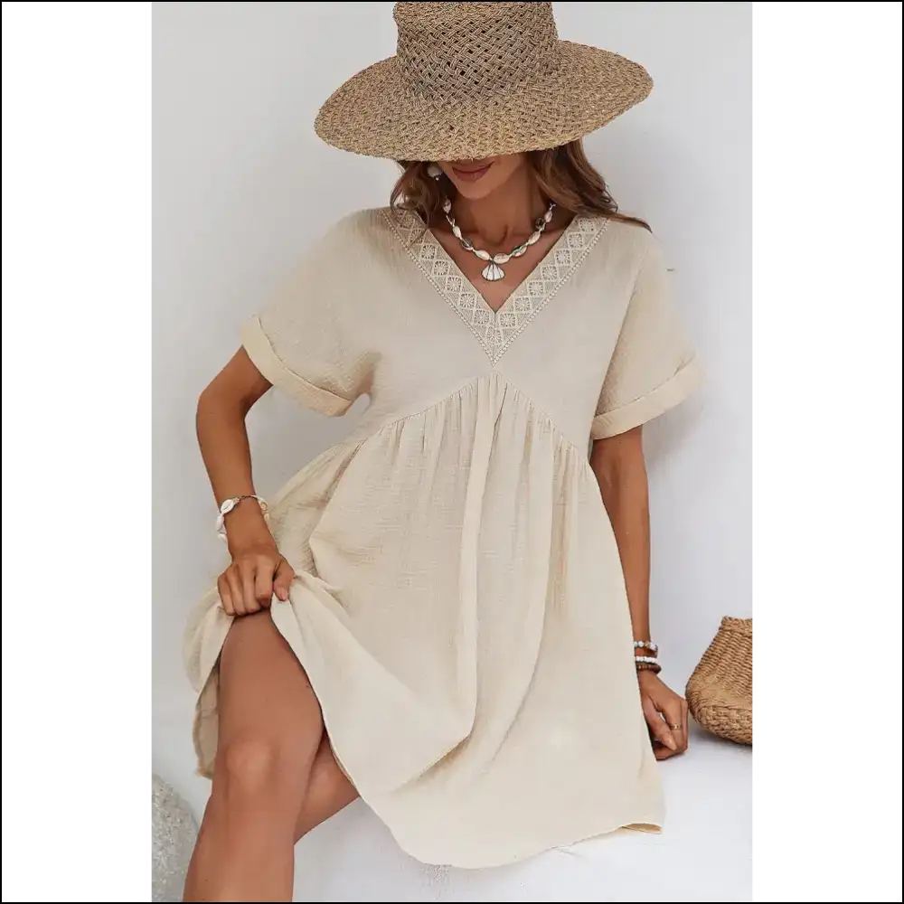 Beige Lace Splicing Mini Dress: so Cute It’s Almost Illegal! 😉 Needful Things - Short Dresses on Sale Worldwide Shipping