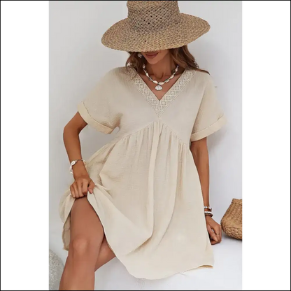 Beige Lace Splicing Mini Dress: so Cute It’s Almost Illegal! 😉 Needful Things - Short Dresses on Sale Worldwide Shipping