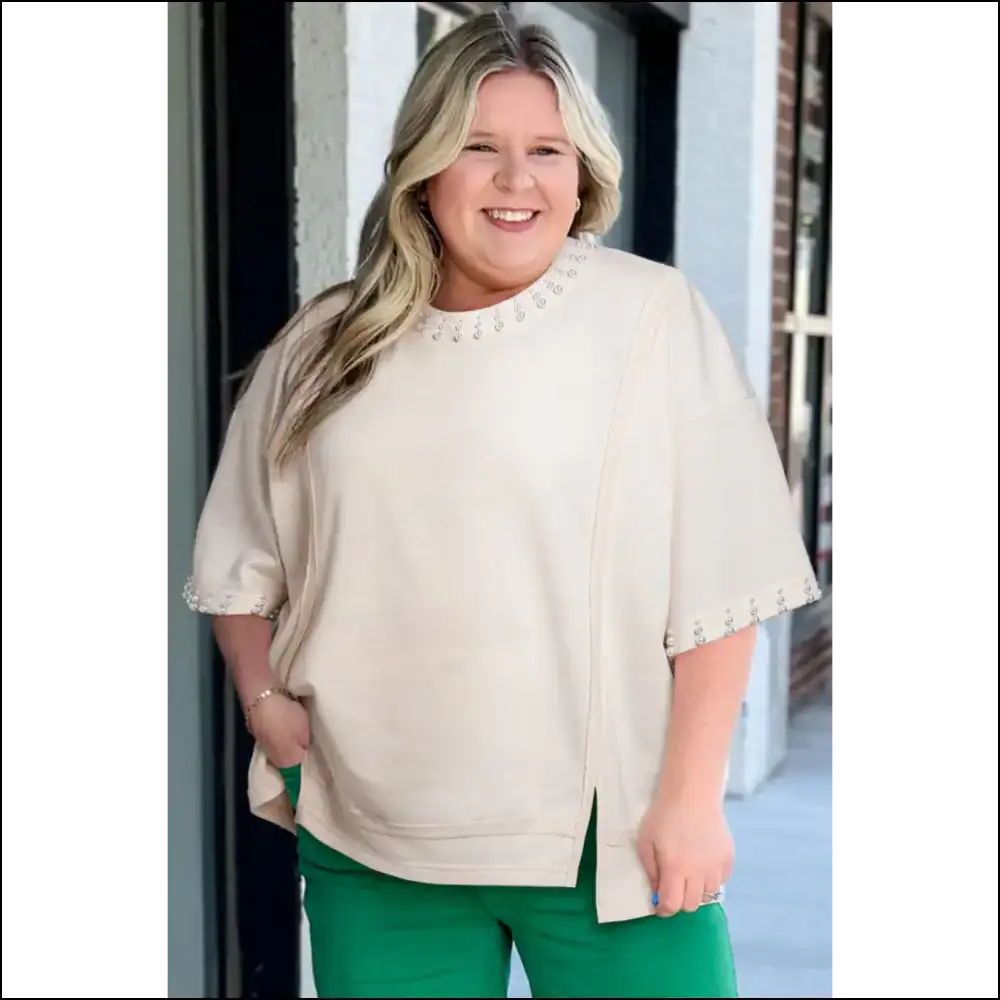 Beige Pearl Decor: Finally a Shirt that Understands my Snack Cravings! 🍩 Needful Things - Plus Size Tops on Sale Worldwide Shipping