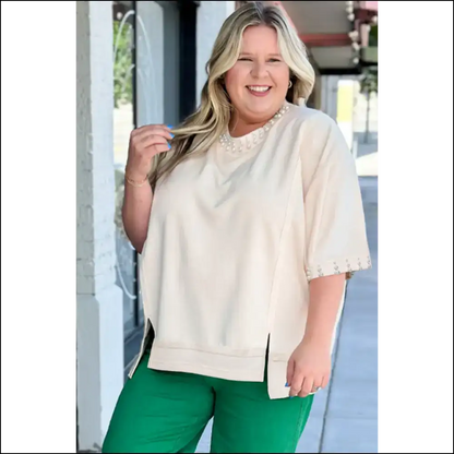 Beige Pearl Decor: Finally a Shirt that Understands my Snack Cravings! 🍩 Needful Things - Plus Size Tops on Sale Worldwide Shipping