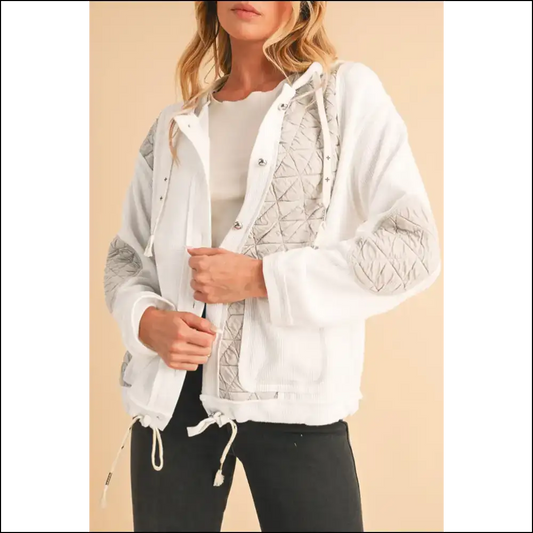 Beige Quilted Patchwork Hooded Jacket: Basically a Wearable Hug! Needful Things 🥰 - s - Jackets Outerwear on Sale Worldwide Shipping