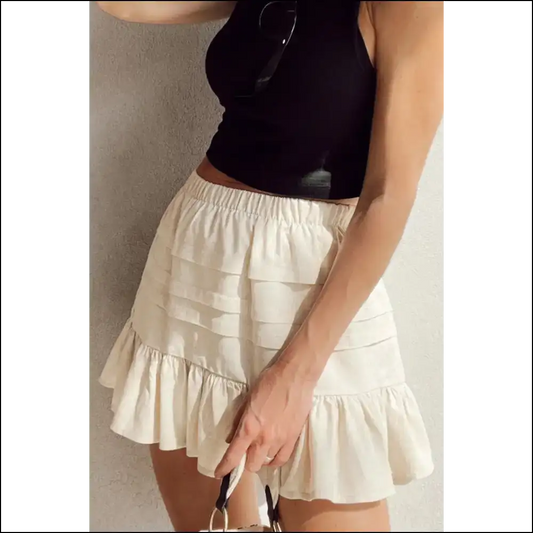 Beige Ruffled Tiered Mini Skirt: Finally a Skirt that Gets you (and your Style) 😜 - s - Skirts on Sale Worldwide Shipping