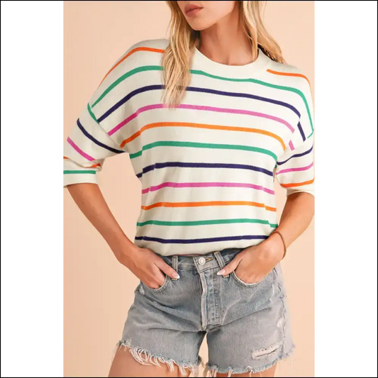 Beige Stripe Loose Fit: one Knit Wonder 😜 Needful Things - s - Tops on Sale Worldwide Shipping