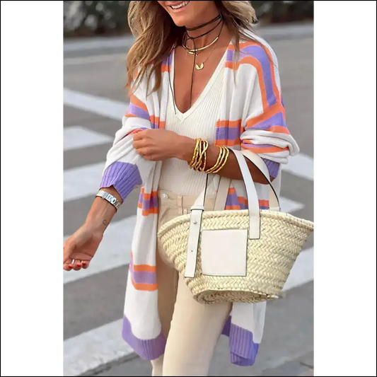 Beige Striped Long Sleeve: Grandma Chic 👵 (needful Things) - s - Cardigans on Sale Worldwide Shipping