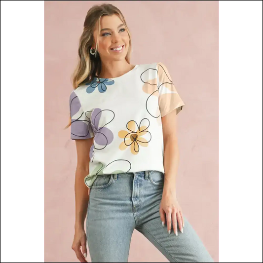 Beige Summer Floral Print T-shirt: Bloom where You’re Planted (in Beige!) 😂 - s - t Shirts on Sale Worldwide Shipping