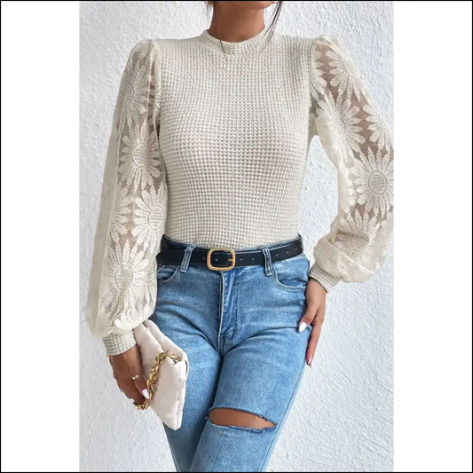 Beige Sunflower Mesh: I’m Wfle Knit-ty and i Know Things 🌻 - s - Long Sleeve Tops Shirts & on Sale Worldwide Shipping
