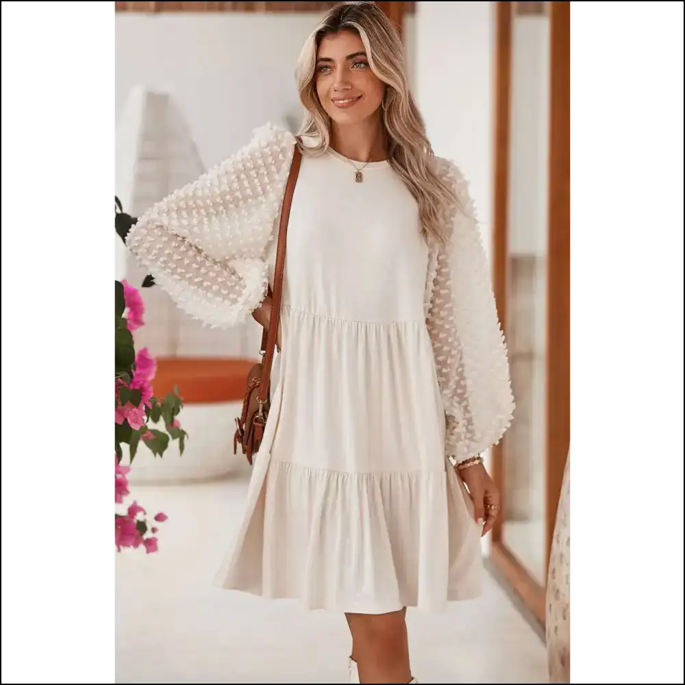 Beige Swiss Dot Dress: Instant ?It Girl’ (needful Things) 😜 - Short Dresses on Sale Worldwide Shipping