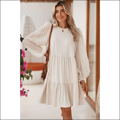 Beige Swiss Dot Dress: Instant ?It Girl’ (needful Things) 😜 - Short Dresses on Sale Worldwide Shipping