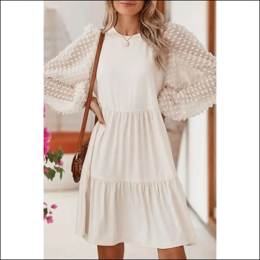 Beige Swiss Dot Dress: Instant ?It Girl’ (needful Things) 😜 - s - Short Dresses on Sale Worldwide Shipping