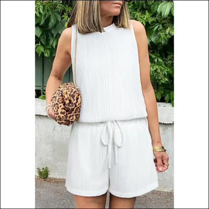 Beige Textured Knit: your New Summer Uniform ?️ Needful Things - s - Two Piece Shorts Sets on Sale Worldwide Shipping