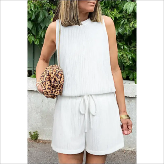 Beige Textured Knit: your New Summer Uniform ?️ Needful Things - s - Two Piece Shorts Sets on Sale Worldwide Shipping