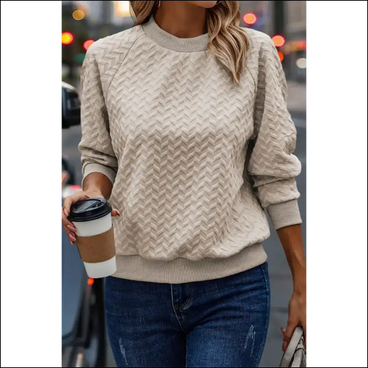 Beige Textured Raglan Sleeve: so Comfy It’s Chic. Needful Things. 💀 - s - Sweatshirts & Hoodies on Sale Worldwide Shipping