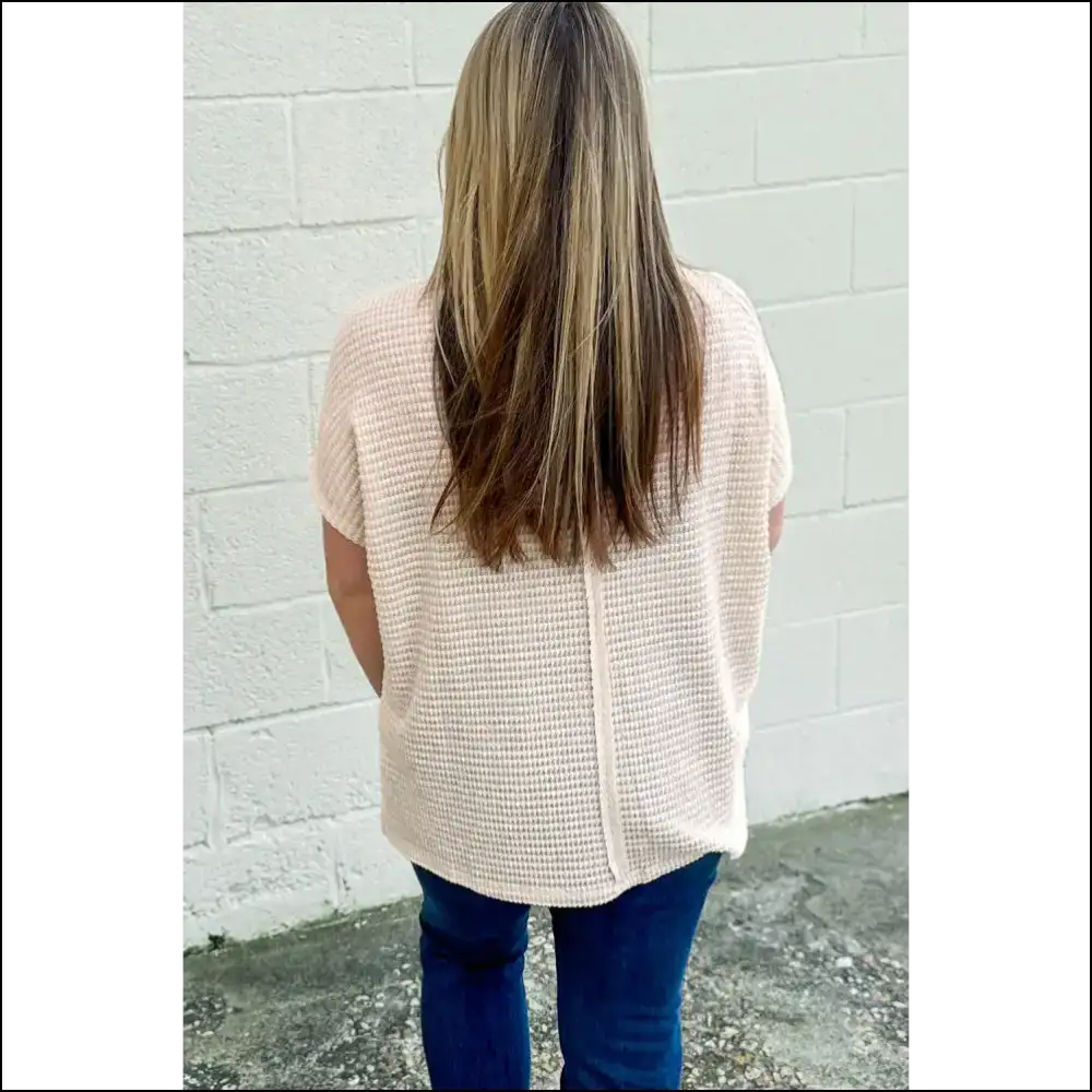 Beige Wfle Exposed Seam Top: so Comfy Youll Never Shower 😈 Needful Things - Plus Size Tops on Sale Worldwide Shipping