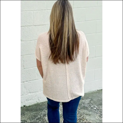 Beige Wfle Exposed Seam Top: so Comfy Youll Never Shower 😈 Needful Things - Plus Size Tops on Sale Worldwide Shipping