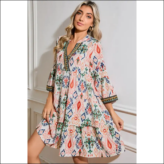 Bell Sleeve Mini Dress: Dress Like you Own Needful Things 😈 - Multicolour / s - Short Dresses on Sale Worldwide Shipping