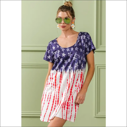 Patriotic Chic: Bibi American Flag Tee Dress - Dresses on Sale Worldwide Shipping