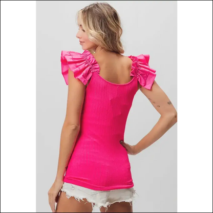 Bibi Ruffled Shoulder: Elegance for the Wild Child in All of Us! 😜 - Tank Tops on Sale Worldwide Shipping