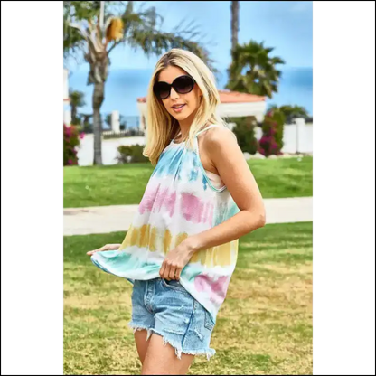 Bibi Tie-dye Halter Neck Top - Tank Tops on Sale Worldwide Shipping