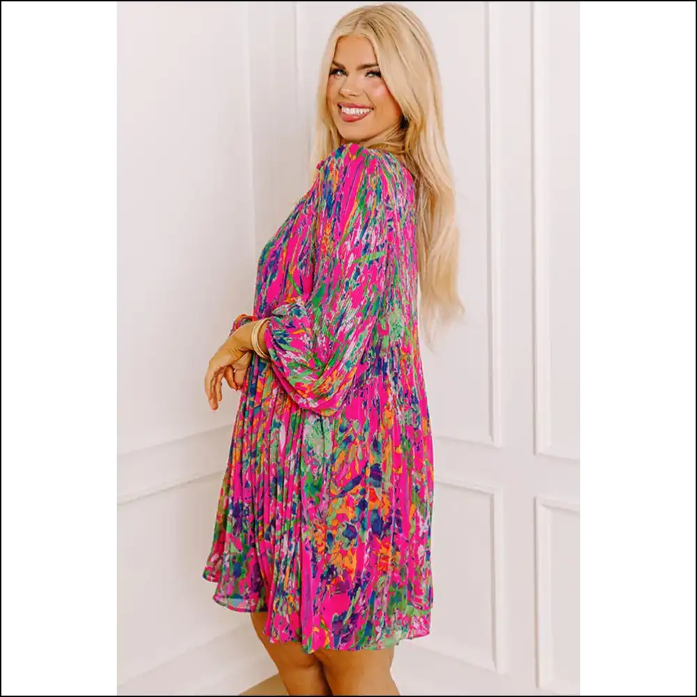 Big Bloom Boom: Rose Plus Size Floral Pleated Dress 🌹 Needful Things! - Dresses on Sale Worldwide Shipping