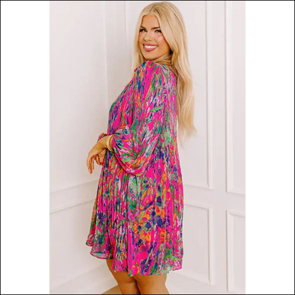 Big Bloom Boom: Rose Plus Size Floral Pleated Dress 🌹 Needful Things! - Dresses on Sale Worldwide Shipping