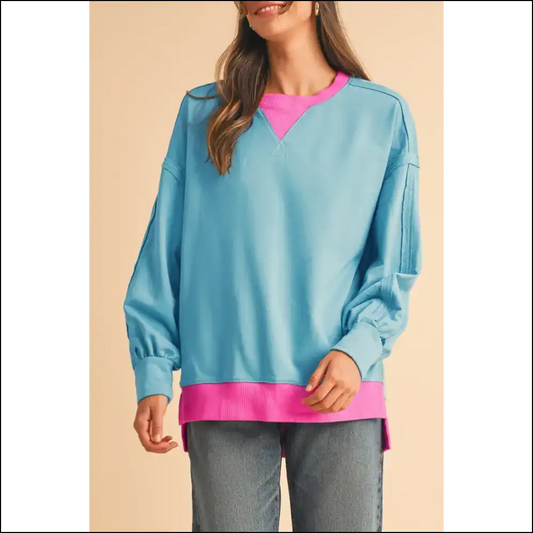 Big Blue Hug: the Oversized Sweatshirt of your Dreams (and Nightmares) 💙 Needful Things Contrast Trim! - Light / s - Sweatshirts & Hoodies