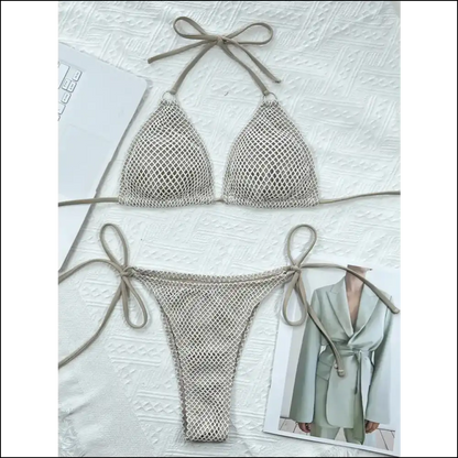 Bikini Set Bliss: Get your Chic Halter Neck and Cash in on Compliments! 💃🏖️ - Ivory / l - Sets on Sale Worldwide Shipping