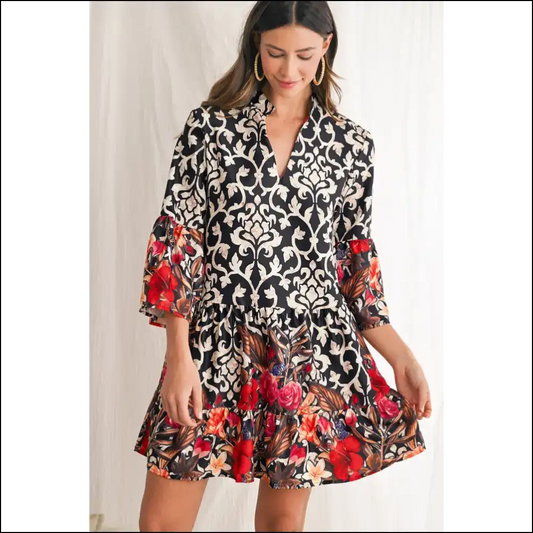 Black Abstract Tiered Mini Dress: Unleash your Inner Hot Mess 😈 - s - Short Dresses on Sale Worldwide Shipping