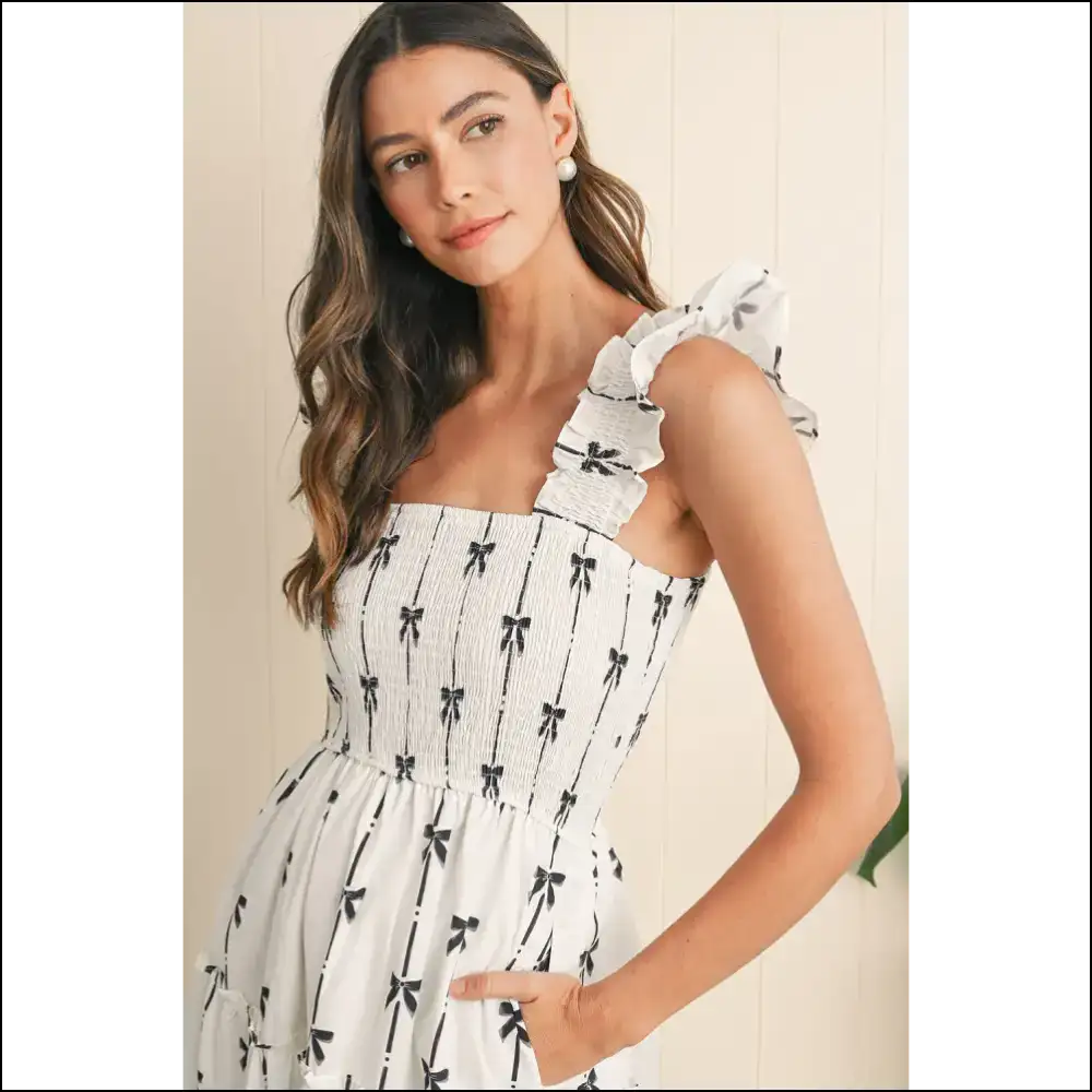 Black Bow Print Dress: Prepare for Bow-tiful Disaster! 🖤 Needful Things - Maxi Dresses on Sale Worldwide Shipping