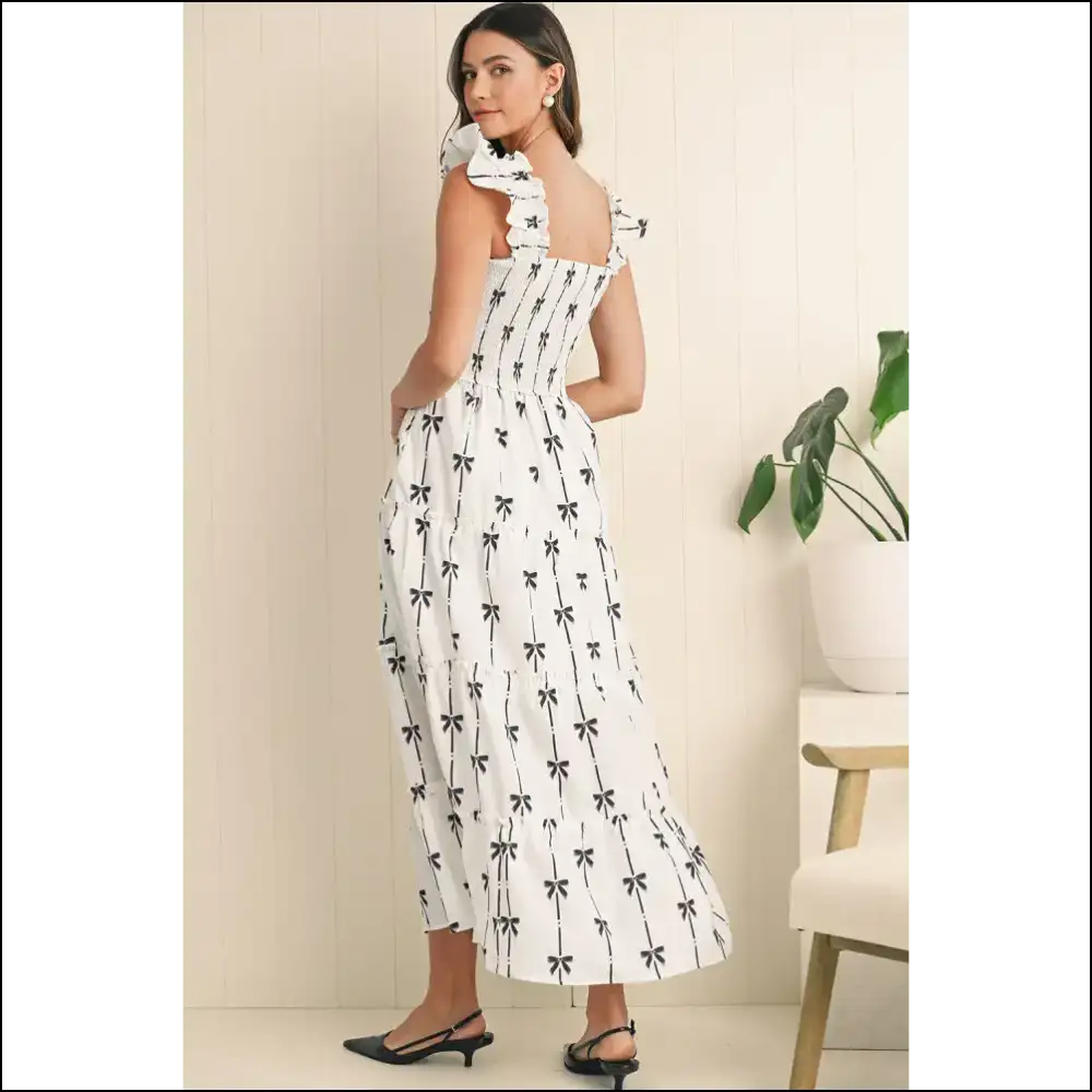 Black Bow Print Dress: Prepare for Bow-tiful Disaster! 🖤 Needful Things - Maxi Dresses on Sale Worldwide Shipping