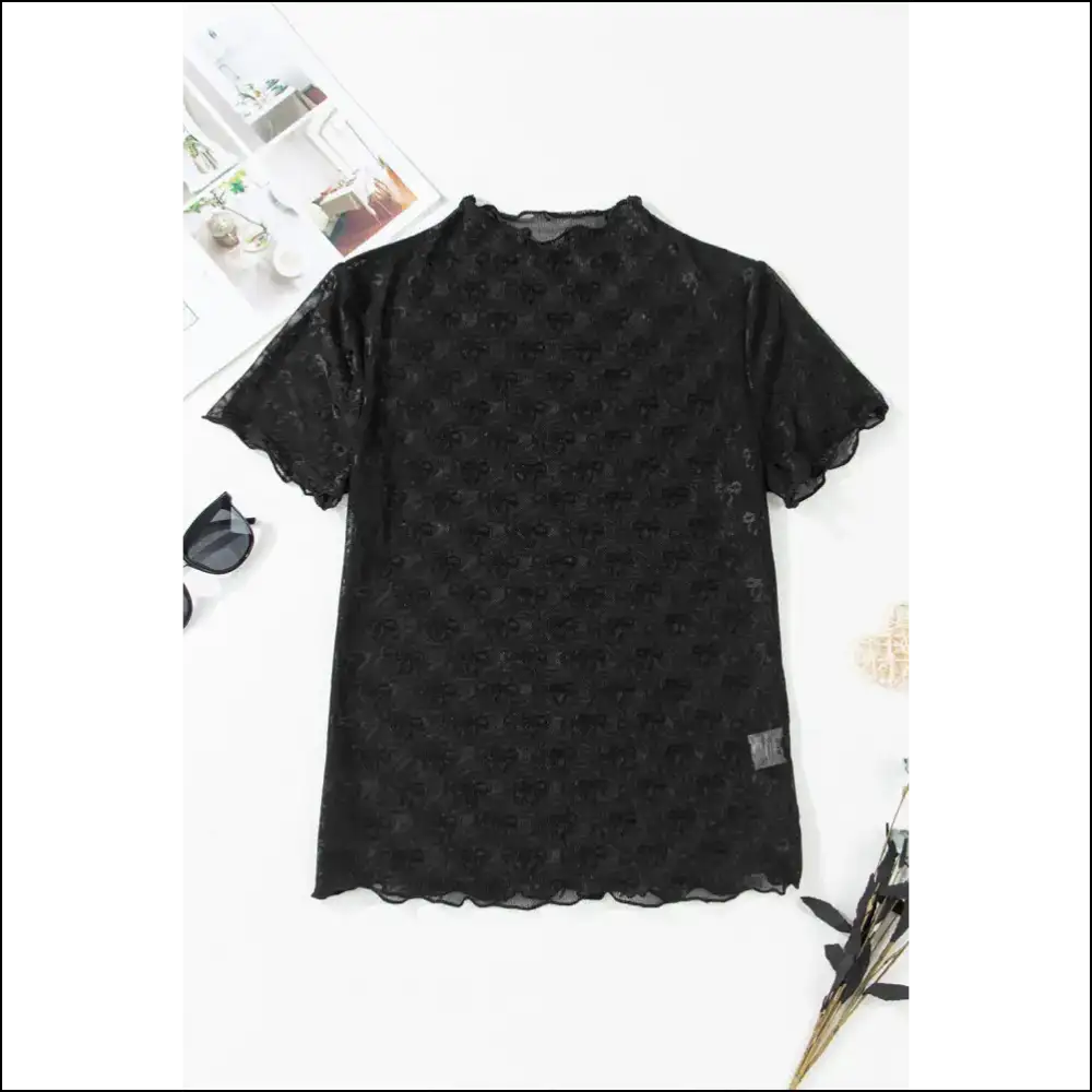 Black Bowknot Sheer Mesh Mock Neck: so It’s Practically Invisible () 😉 Needful Things - s - Blouses on Sale Worldwide Shipping